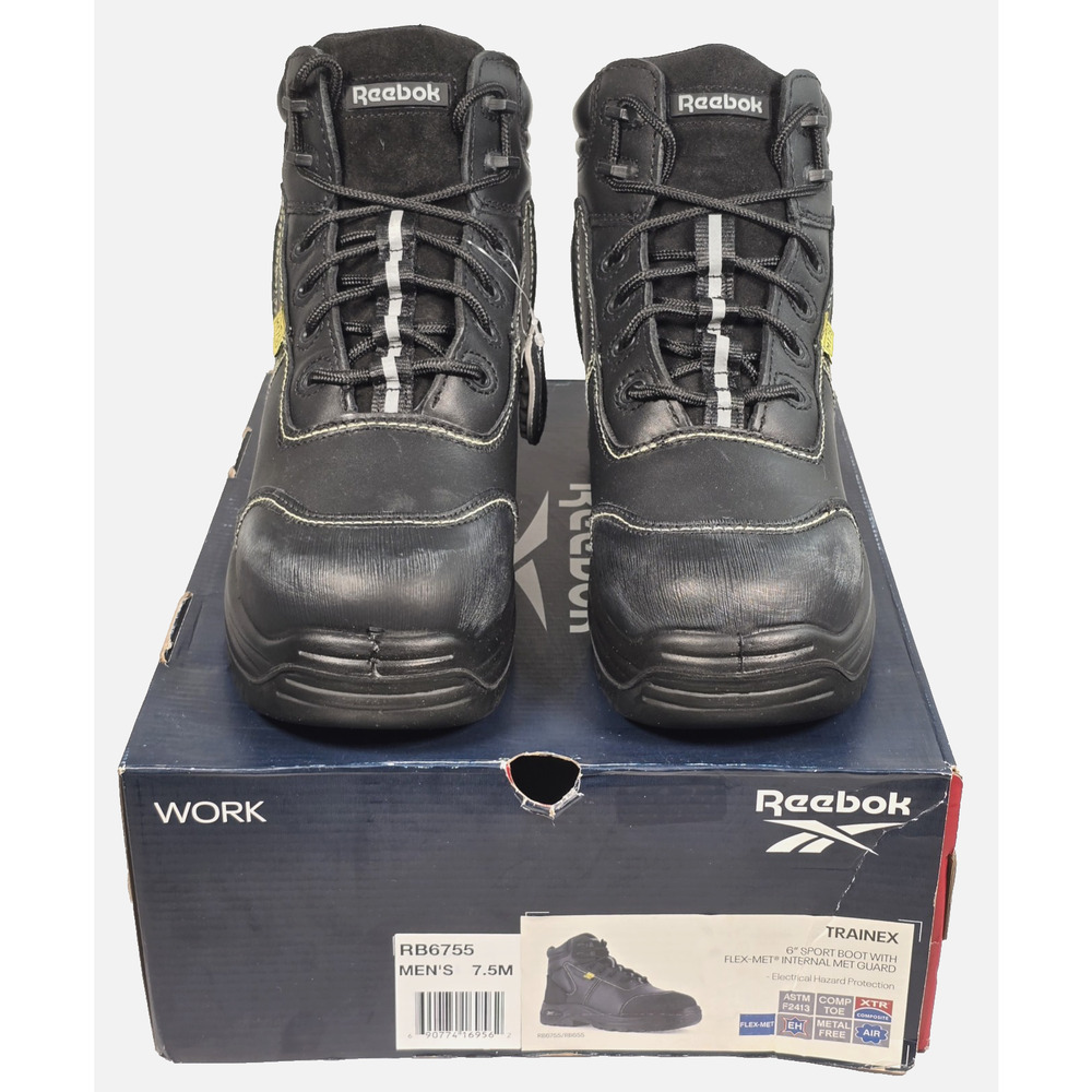 Reebok Sz Men 7.5M Women 9.5M Work TRAINEX 6" Black Sport Boot With Net Guard